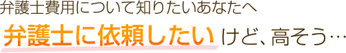 弁護士費用について知りたいあなたへ 弁護士に依頼したいけど、高そう…